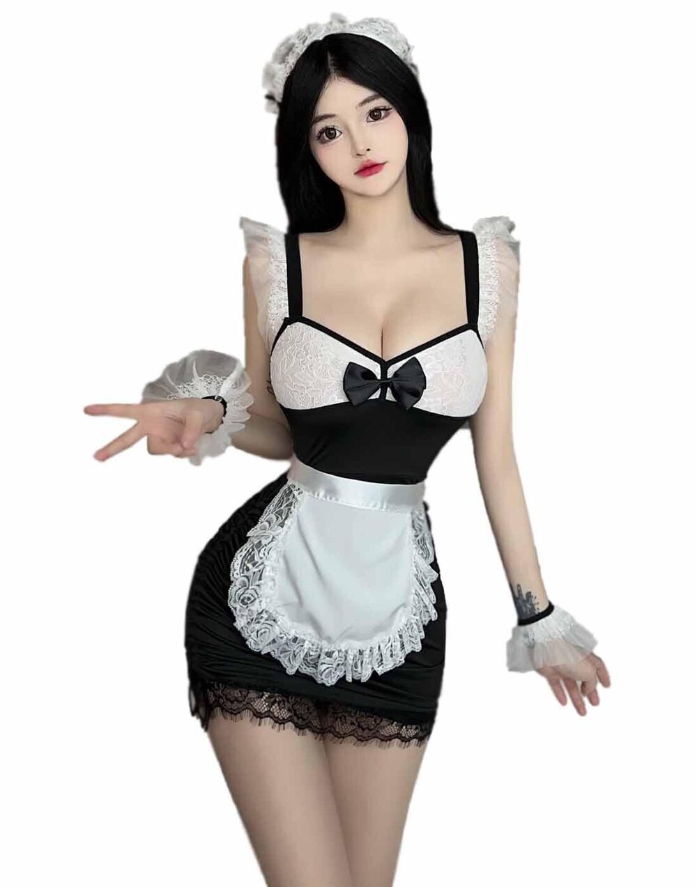 2260 ’s Sexy Maid Lingerie French Maid Outfit Lace Roleplay Lingerie Apron